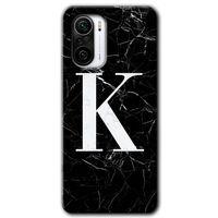 Potkal Hediye Fabrikası Xiaomi Redmi K40 Pro Kılıf HD Desen Baskılı Arka Kapak - Siyah Mermer Desenli K Harfi