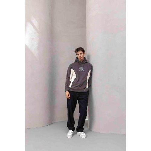 Frank Oversize Kapüşonlu Sweatshirt Polar Füme - Wilder Modal Kumaş Pantolon Siyah