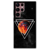 MRCİLETİSİM Samsung Galaxy S22 Ultra Kılıf HD Desen Baskılı Arka Kapak + Temperli Cam - Kızıl Gezegen