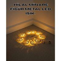 Dekoratif Minareli Hilal Led Işık Metal Gövdeli Ramazan Aydınlatma