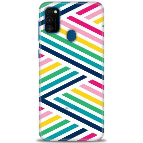 Samsung Galaxy M21 Kılıf HD Baskılı Kılıf - Renkli Çubuklar + Tam Ekran Koruyucu
