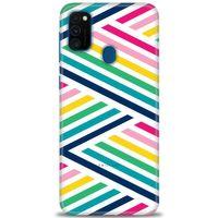 Samsung Galaxy M21 Kılıf HD Baskılı Kılıf - Renkli Çubuklar + Tam Ekran Koruyucu