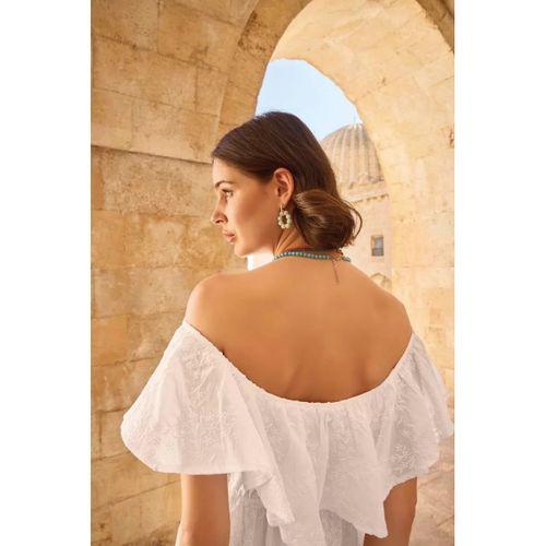 Pamuklu Kayık Yakalı Elbise