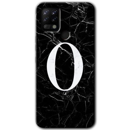 Tecno Pova Kılıf HD Desen Baskılı Arka Kapak - Siyah Mermer Desenli O Harfi