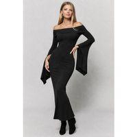 Kadın Madonna Yaka Uzun Yırtmaç Kol Detaylı Uzun Ithal Krep Elbise