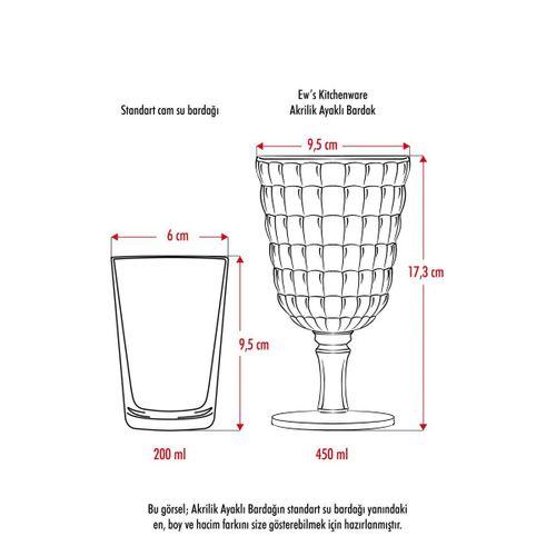 Akrilik Siyah Tekli Kadeh & Su Meşrubat Kahve Yanı Bardağı 450 ml ( Cam Değildir )
