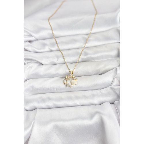 316L Çelik Zincir Gold Renk Deniz Tema Model Zirkon Taşlı Kadın Kolye