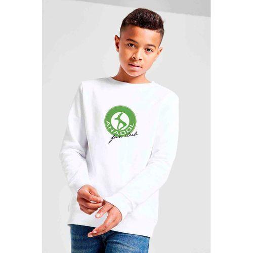 Anadol Fun Club Baskılı Unisex Çocuk Beyaz Sweatshirt