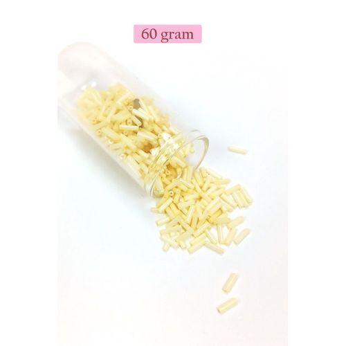 Uzun Boru Kesme Boncuk Çap 2mm Uzunluk 10 mm - 60 Gram - Krem - BNC273