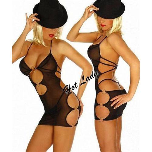 Br031040 Yanları Metalli Transparan Gecelik