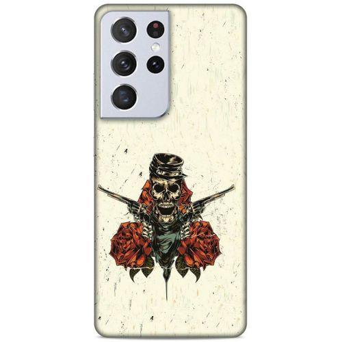 Lopard Samsung Galaxy S21 Ultra Uyumlu Kılıf Tattoo's (1) Kılıfı Gül İskelet