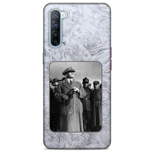 Oppo Reno 3 Kılıf Atatürk (33) Hybrid Kılıf Beyaz Tüyler