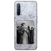 Oppo Reno 3 Kılıf Atatürk (33) Hybrid Kılıf Beyaz Tüyler
