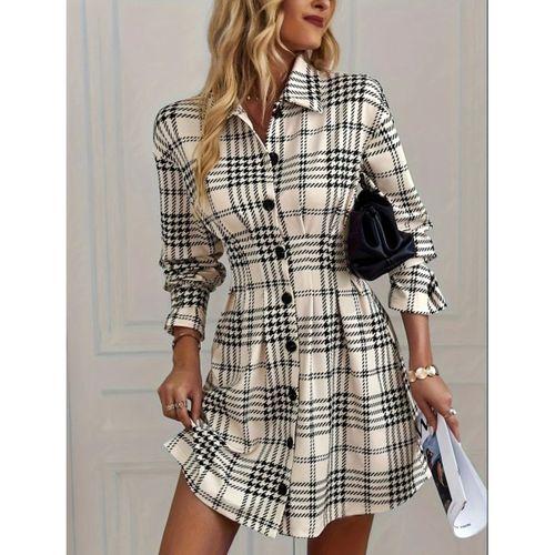 Kadın Uzun Kollu Yakalı önü Düğmeli Mini Modal Elbise