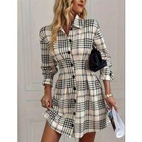 Kadın Uzun Kollu Yakalı önü Düğmeli Mini Modal Elbise