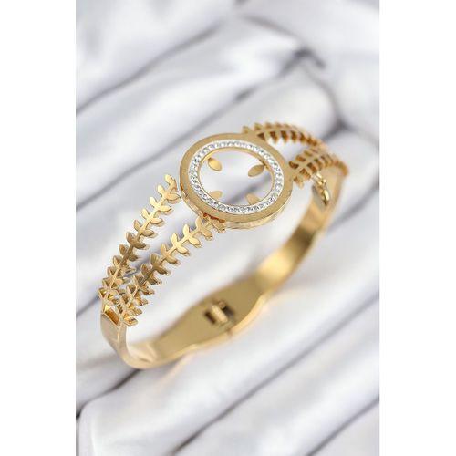316L Çelik Zirkon Taşlı Çeyrek Takılabilir Gold Renk Kelepçe