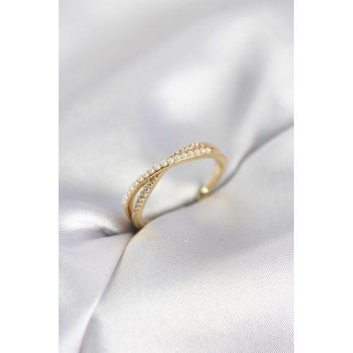 İncili ve Zirkon Taşlı Gold Renk Kadın Yüzük