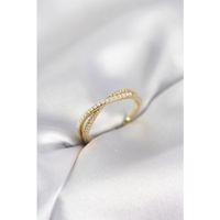 İncili ve Zirkon Taşlı Gold Renk Kadın Yüzük