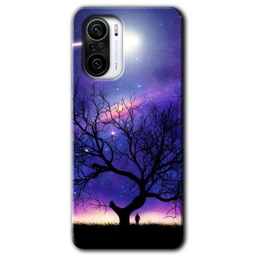 MRCİLETİSİM Xiaomi Redmi K40 Kılıf HD Desen Baskılı Arka Kapak + Temperli Cam - Uzay Silüet