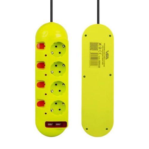 Vea VE-E40USB 4'lü 2 USB'li 1.5 Metre Ayrı Anahtarlı Grup Priz
