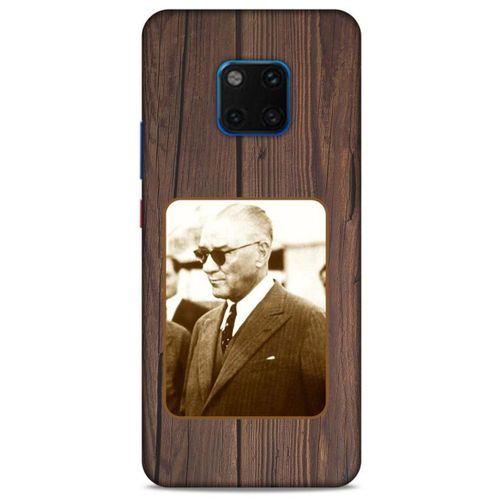 Huawei Mate 20 Pro Kılıf Atatürk (28) Arka Kapak Kahve Tahta