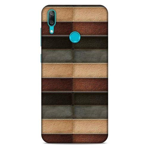 Huawei Y7 2019 Kılıf Patchwork (20) Koruyucu Kılıf Bej Siyah