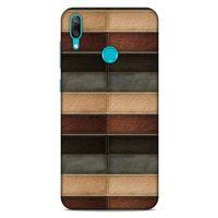 Huawei Y7 2019 Kılıf Patchwork (20) Koruyucu Kılıf Bej Siyah