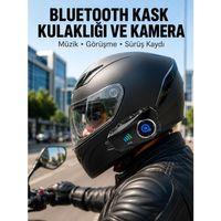 Q28 Kameralı Motosiklet Kask Kulaklık Bluetooth 5 3 Su Geçirmez 1080p Hd Yeni Nesil
