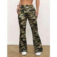 Kadın Yüksek Bel Kamuflaj Desenli Dalgıç Tayt