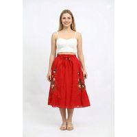 Canan Vual Bağlama ve Lastik Detay Midi Boy Yazlık Otantik Etek Mercan Mrcn