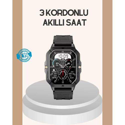 3 Kordonlu Akıllı Saat Uzun Pil Süreli