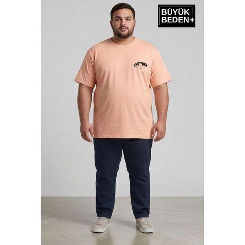 Erkek Büyük Beden New York Baskılı Bisiklet Yaka Tshırt SPR25BTS14