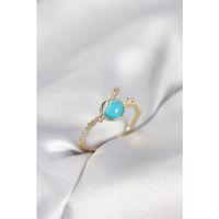 Gold Renk Zirkon Taşlı Satürn Model Kadın Yüzük