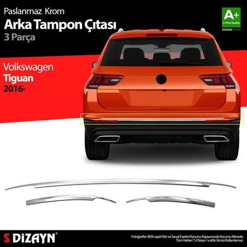 VW Tiguan Krom Arka Tampon Alt Çıtası 3 Prç. 2016-2020