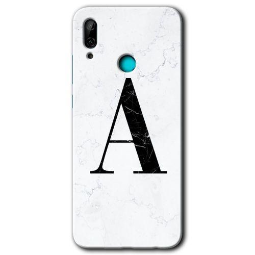 Huawei P smart 2019 Kılıf HD Desen Baskılı Arka Kapak - Beyaz Mermer Desenli A Harfi