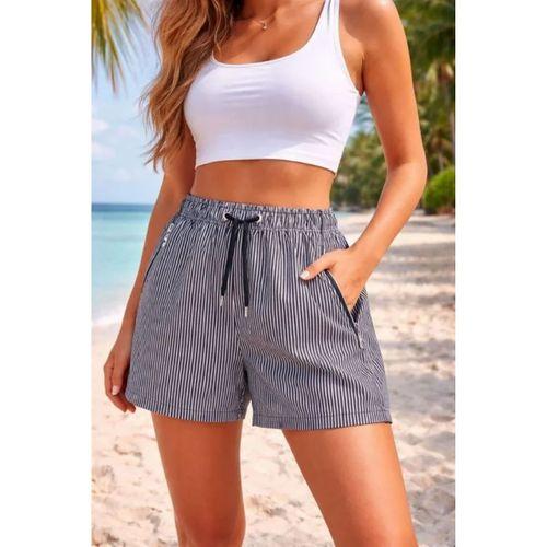 Deniz Şortu Fermuarlı Cepli File Astarlı Hızlı Kuruyan Premium - Siyah