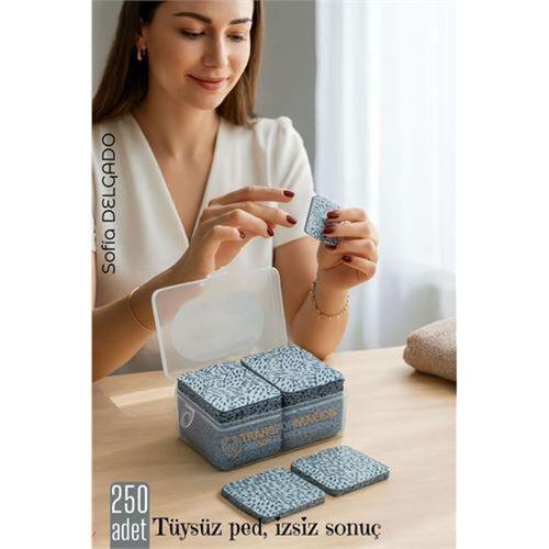 250’li Oje Çıkarıcı Tüysüz Ped – Plastik Kutulu, Kompakt, Hijyenik Tırnak Temizleme Mendili