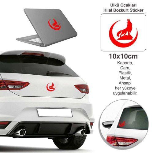 Ülkü Ocakları Hilal Bozkurt Kırmızı Sticker, Araba, Oto, Etiket, Tuning, Aksesuar, Modifiye, Arma,