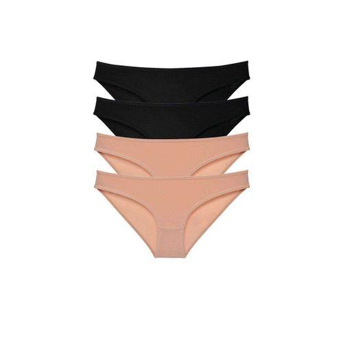 4 adet Süper Eko Set Likralı Kadın Slip Külot Siyah Ten