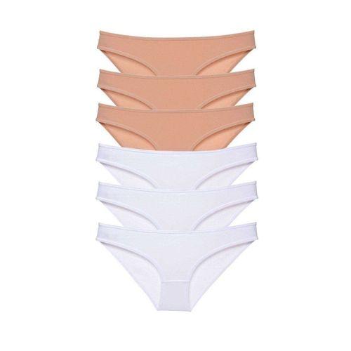 6 Adet Süper Eko Set Likralı Kadın Slip Külot Ten Beyaz