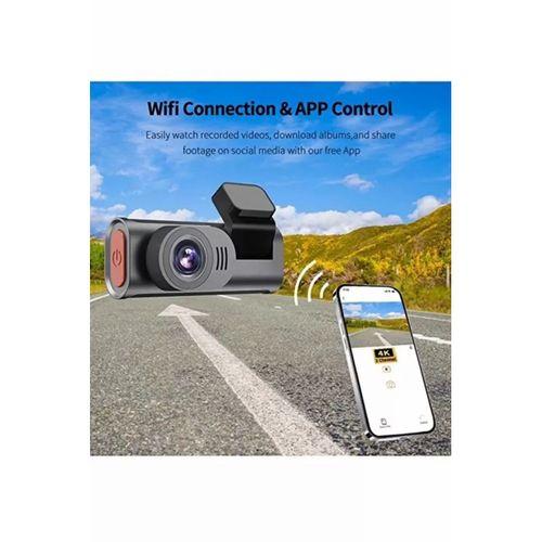 4k Wifi Çift Kameralı Araç Kamerası Gece Görüşlü G-sensörlü Dash Cam 170 Derece