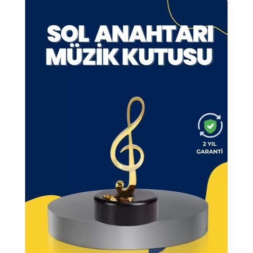 Altın Sol Anahtarı Müzik Kutusu Döner Mekanizmalı