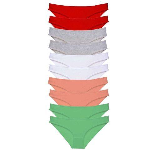 10 Adet Süper Eko Set Likralı Kadın Slip Külot Kırmızı Gri Beyaz Pudra Yeşil