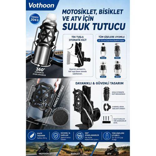 Bisiklet Motosiklet Atv Ve Scooter Uyumlu Matara Suluk Tutucu Gidon Bağlantılı Esnek Gövdeli Şişe Aparatı