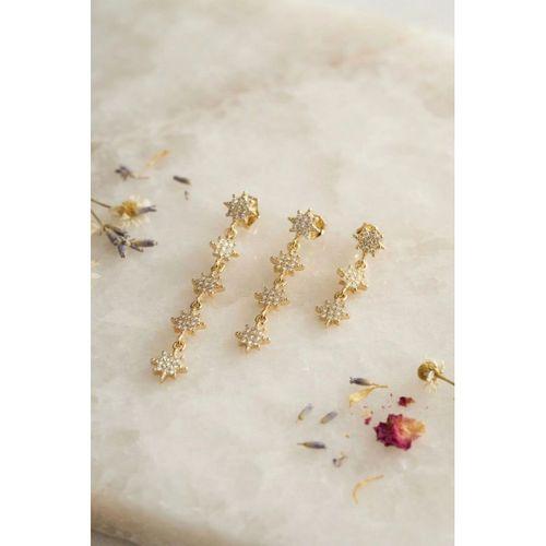 3 lü Set Küpe Gold Renk Kutup Yıldızı Detaylı