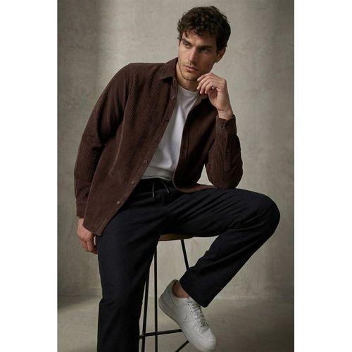 Fitilli Erkek Kadife Gömlek Kahve - Bezayağı Kumaş Relax Fit Jogger Pantolon Siyah