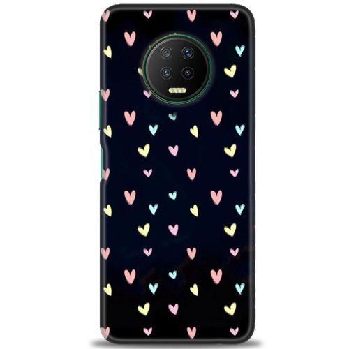 Infinix Note 7 Kılıf HD Baskılı Kılıf - Mini Mini Kalpler + Tam Ekran Koruyucu