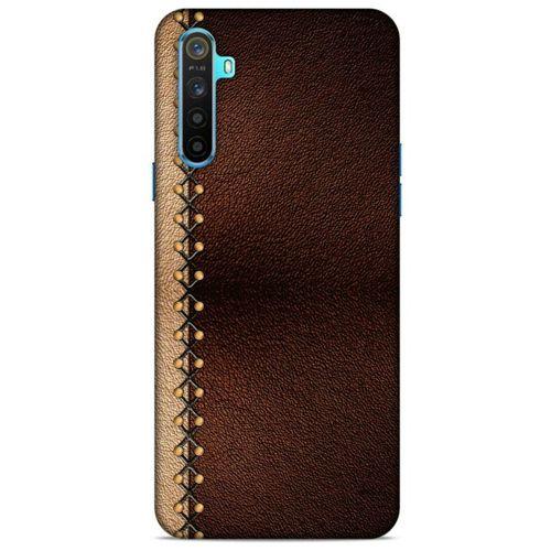 Oppo Realme 6i Kılıf Patchwork (21) Koruyucu Kapak Kahve Gold