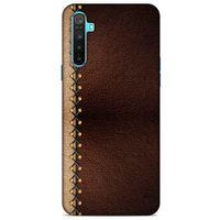 Oppo Realme 6i Kılıf Patchwork (21) Koruyucu Kapak Kahve Gold