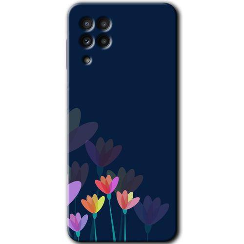 Samsung Galaxy M22 HD Baskılı Kılıf + 9D Tam Ekran Koruyucu - Çizim Çiçekleri